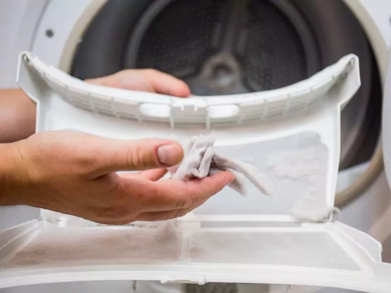 Clogged dryer lint screen, a common cause of dryer problems