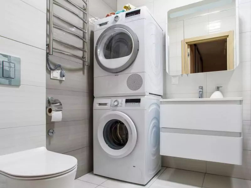 Stackable Washer Dryer in the bathroom